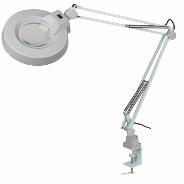 Schweizer Lupa con luz Brazo de tijera Pinza de mesa, 2x/Ø125 mm, biconvexa, 22 W