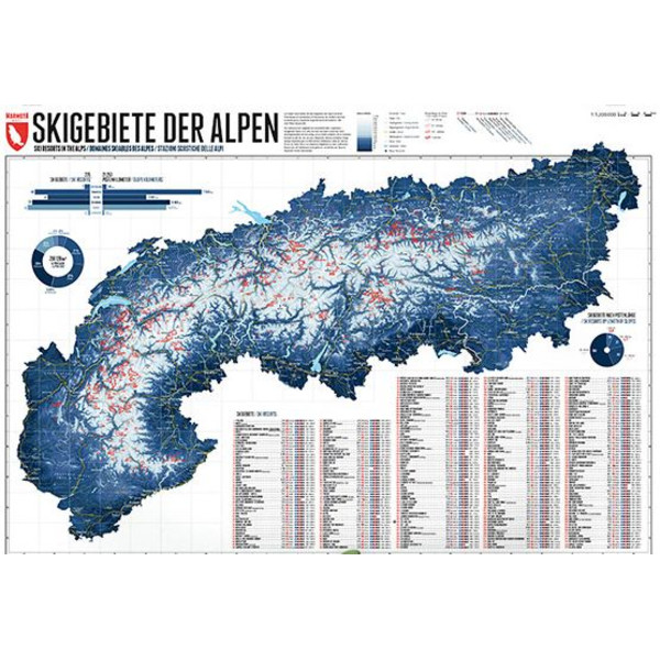 Marmota Maps Mapa regional Map of the Alps with 268 Ski Resorts