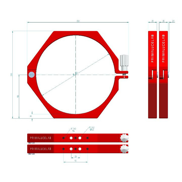 PrimaLuceLab Abrazaderas Rohrschellen PLUS 180mm