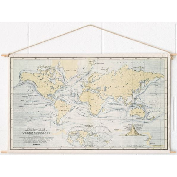 Miss Wood Mapamundi Woody Cotton Map Oceans