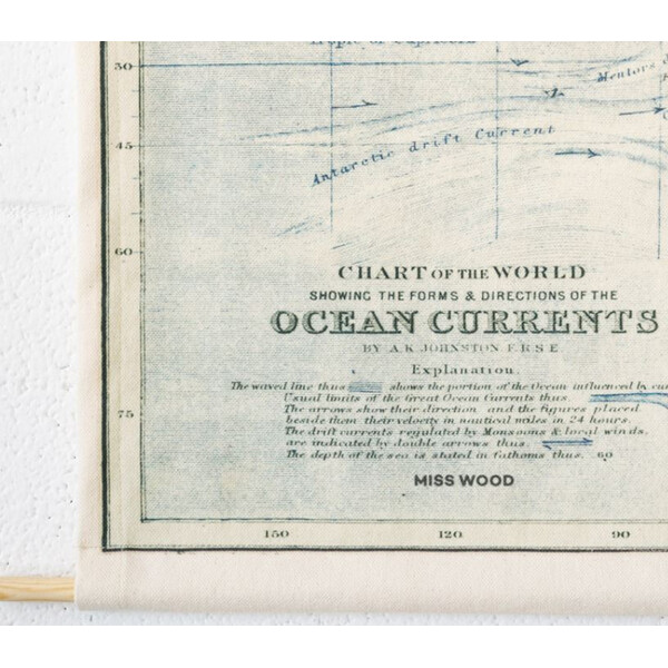 Miss Wood Mapamundi Woody Cotton Map Oceans
