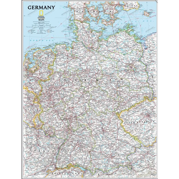 National Geographic Mapa enmarcado de Alemania (plata)