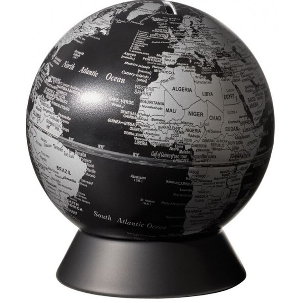 TROIKA Globo terráqueo Hucha Orion Negro Mate 14cm