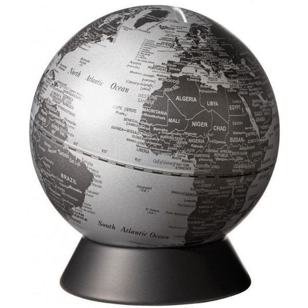 TROIKA Globo terráqueo Hucha Orion plata mate 14cm