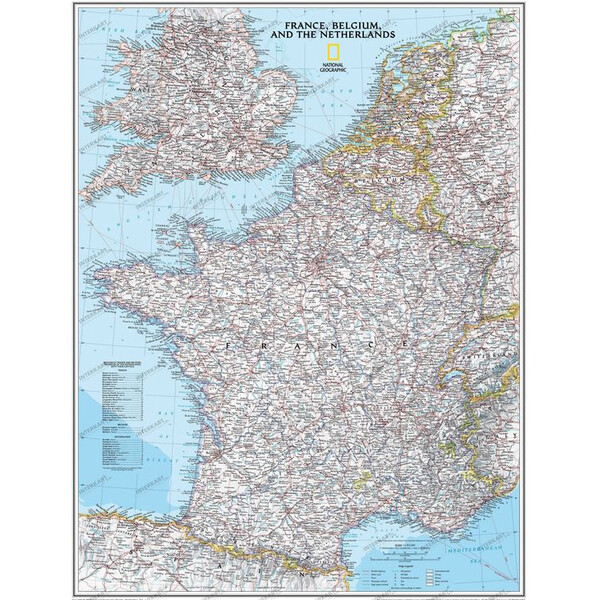 National Geographic Mapa France framed (silver) for pinning