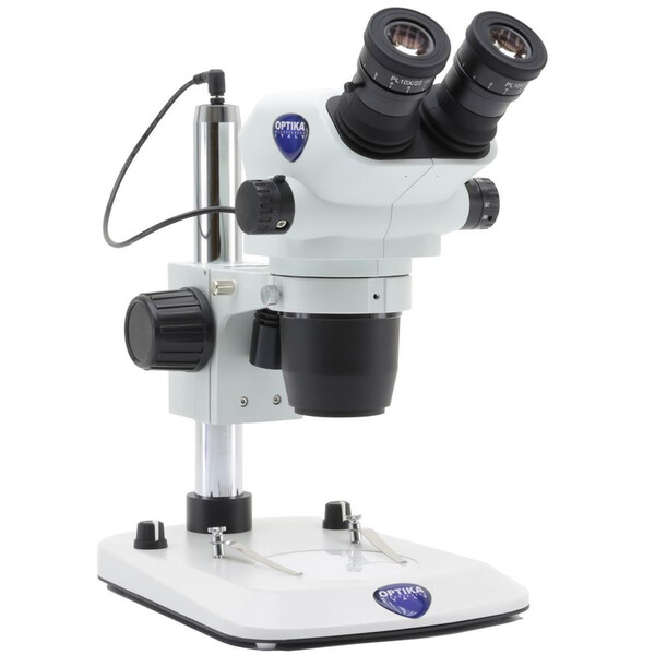 Optika Microscopio stereo zoom SZO-3, binocular, 6,7-45x, Soporte y columna, Luz incidente, Luz transmitida