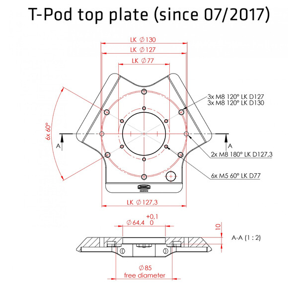 Avalon Trípode T-Pod 75-110cm