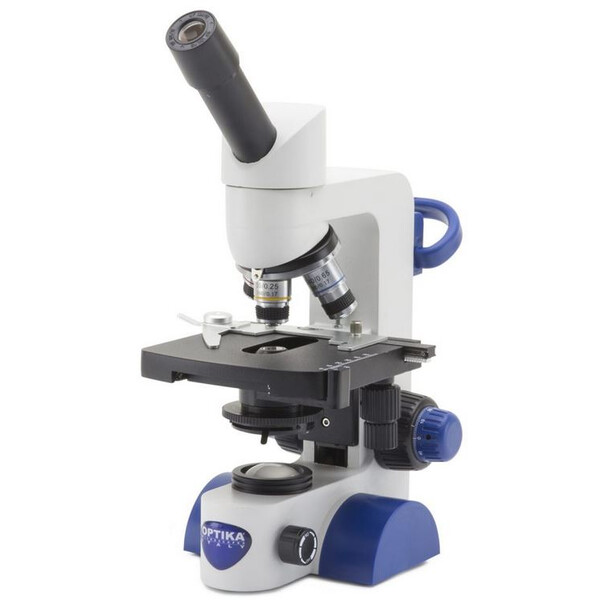Optika Microscopio B-63, mono, 40-600x, LED, batería, mesa en cruz