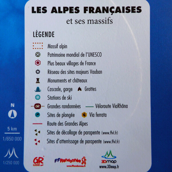 3Dmap Mapa regional Les Alpes Françaises et ses massifs alpins