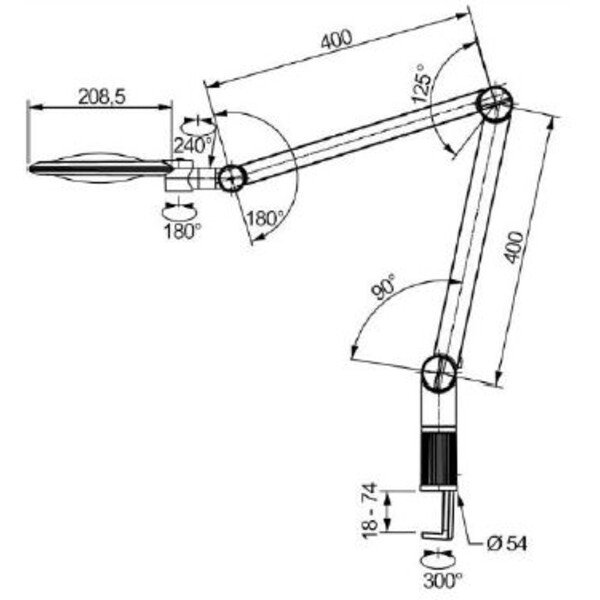 Eschenbach Lupa Lupenleuchte varioLED+, 6D, 2,5x, Ø132mm, AA70mm