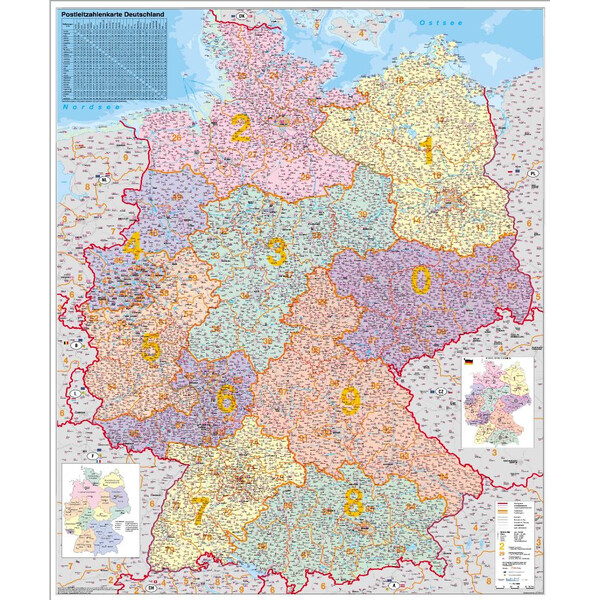 Stiefel Mapa de Alemania con códigos postales
