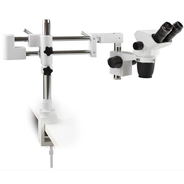 Euromex Microscopio stereo zoom NZ.1902-BC, 6,7-45x, brazo doble, pinza de mesa, bino
