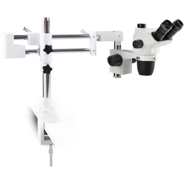 Euromex Microscopio stereo zoom NZ.1903-BC, 6,7-45x, brazo doble, pinza de mesa, trino