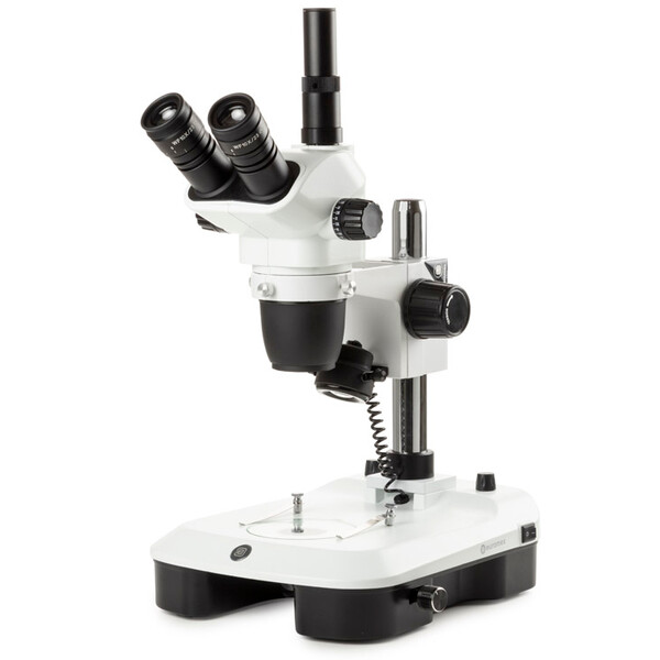 Euromex Microscopio stereo zoom NZ.1703-M, 6.5-55x, Columna,  Luz incidente y transmitida, trino, Espejos para Campo oscuro, Embriología
