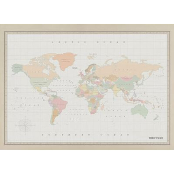 Mapamundi corcho - Woody Map Watercolor New Classic / 90 x 60 cm