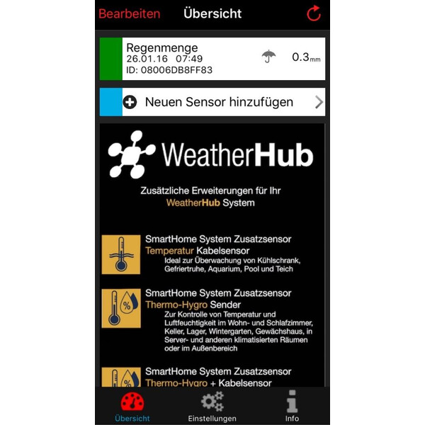 TFA Estación meteorológica Set de inicio WeatherHub con pluviómetro