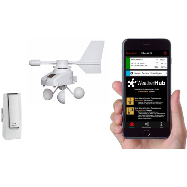 TFA Estación meteorológica Set de inicio WeatherHub con anemómetro inalámbrico