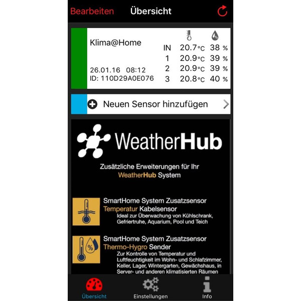 TFA Estación meteorológica Set de inicio WeatherHub con termohigrómetro inalámbrico
