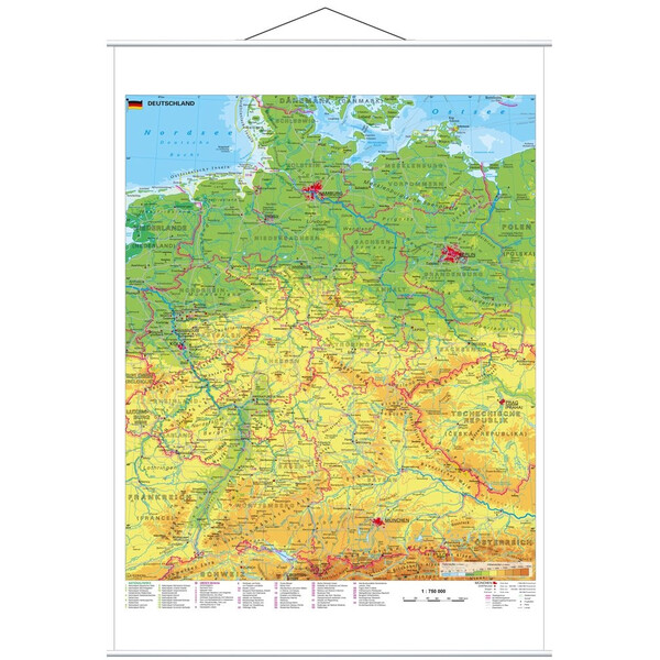 Stiefel Mapa Alemania con lugares declarados Patrimonio de la Humanidad por la UNESCO con barras de metal
