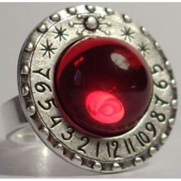 Ragalaxys Anillo con reloj solar Saturno Rojo