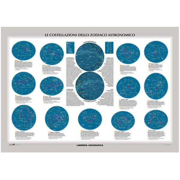 Libreria Geografica Póster Il Cielo/ Le Costellazioni dello Zodiaco astronomico