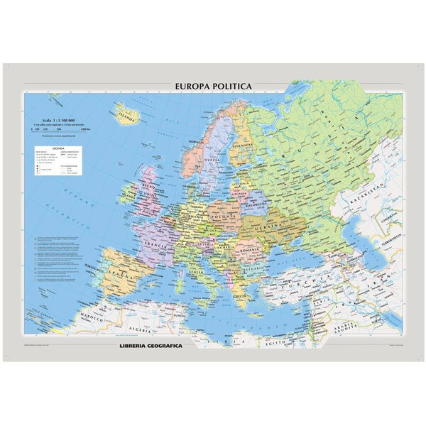 Libreria Geografica Mapa continental Europa fisica e politica