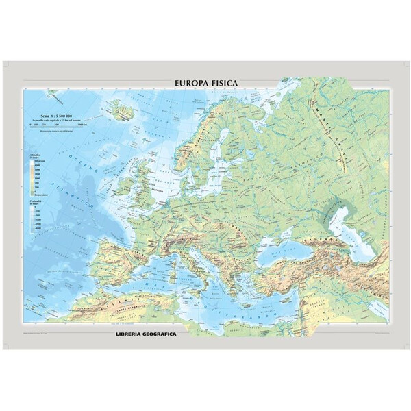 Libreria Geografica Mapa continental Europa fisica e politica