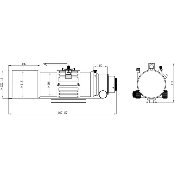 Omegon Refractor apocromático Pro APO AP 94/517 Triplet ED OTA