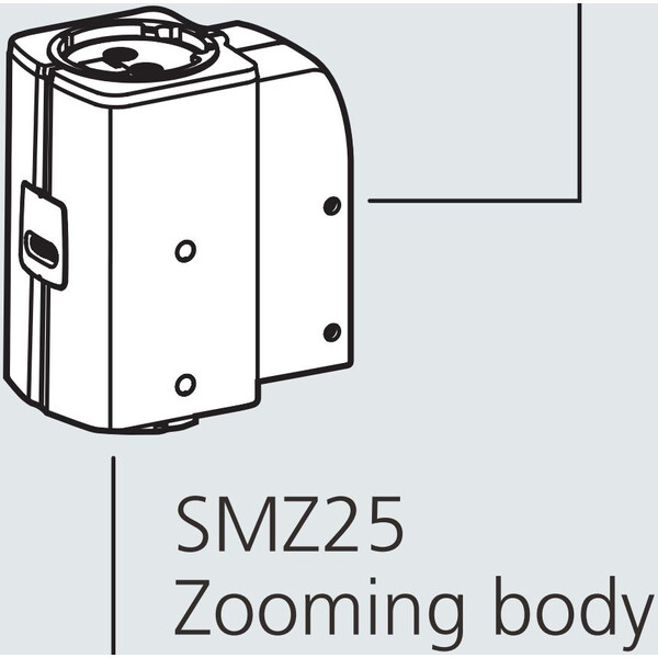 Nikon Cabazal estereo microsopio SMZ25, motorized, parallel optics, achromate, Zoom Head, bino, 6.3-157.5x, click stop, ratio 25:1, 15°