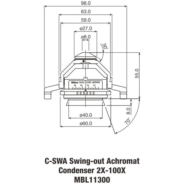 Nikon Condensador Achromat orientable 2-100x N.A. 0,90