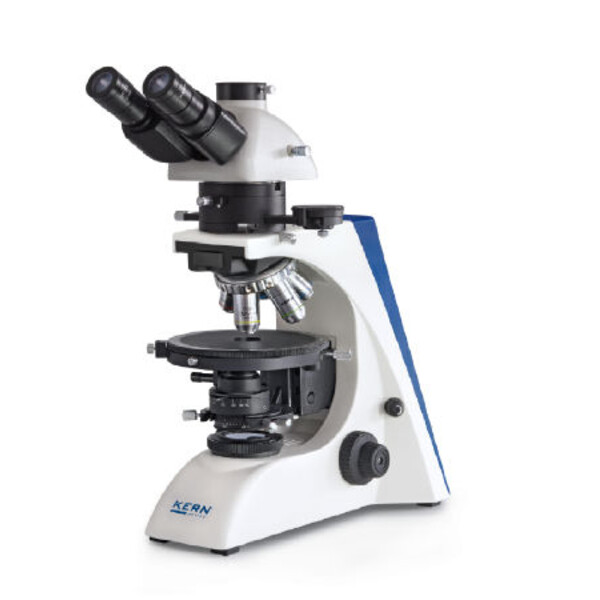 Kern Microscopio OPM 181, POL, trino, Inf plan, 40x-400x, luz transmitida, HAL, 20W