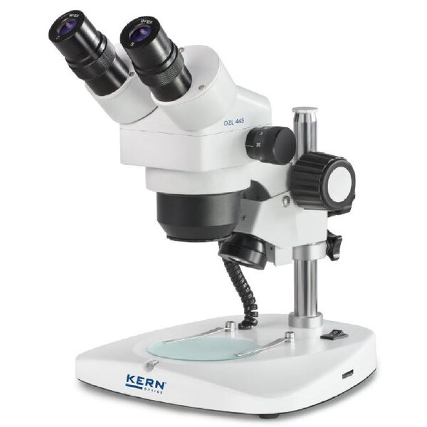 Kern Microscopio stereo zoom OZL 445, Greenough, Columna, bino, 0,75-3,6x, 10x/21, 0,35 W LED
