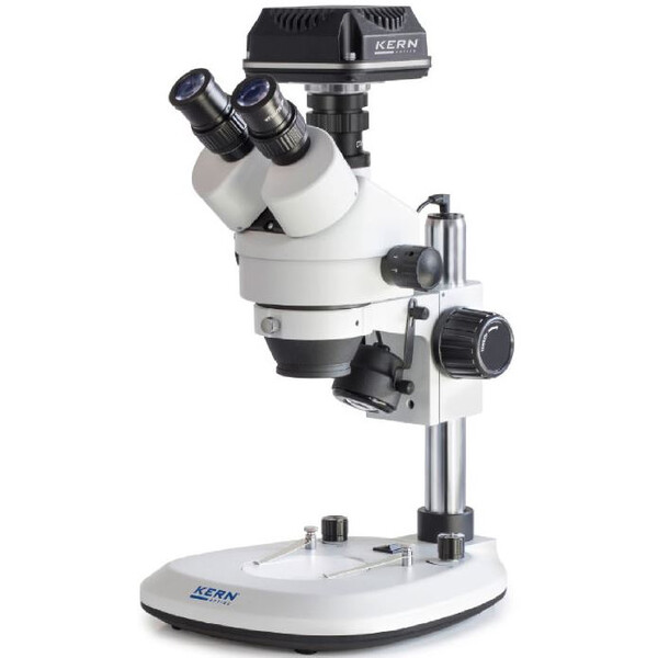 Kern Microscopio OZL 466C832, Greenough, Columna, 7-45x, 10x/20, Luz transmitida, Anillo, 3W LED, Cámara 5MP, USB 3.0