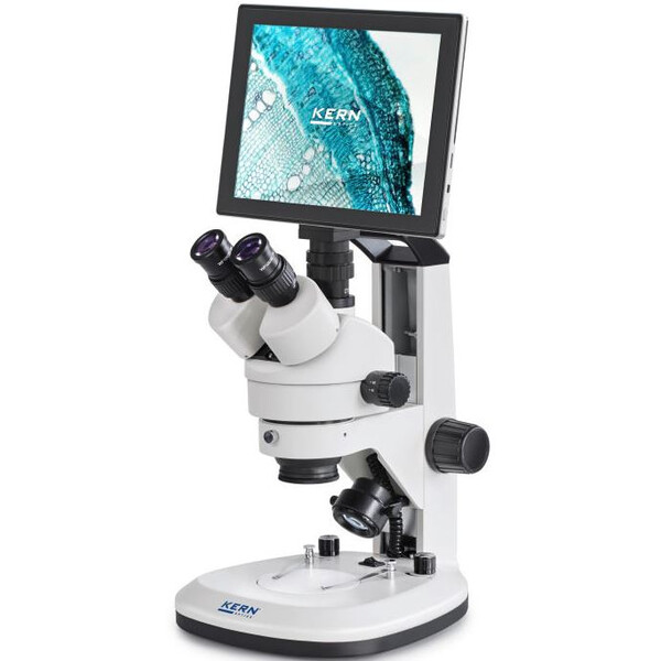 Kern Microscopio OZL 468T241 Greenough, cremallera, 7-45x, 10x/20, Luz transmitida, 3W LED, Cámara 5MP, USB 2.0, HDMI, WiFi, Tablet