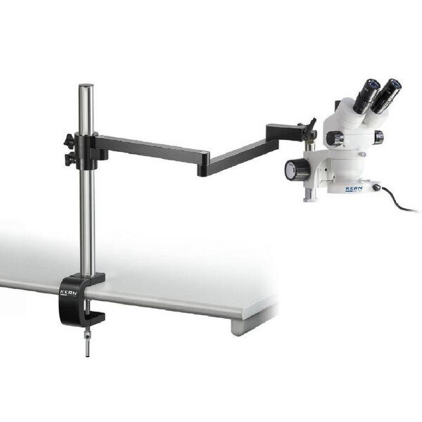 Kern Microscopio stereo zoom OZM 953, trino, 7-45x, HSWF 10x23 mm, Base industriel, Iluminador anular LED, 4,5 W
