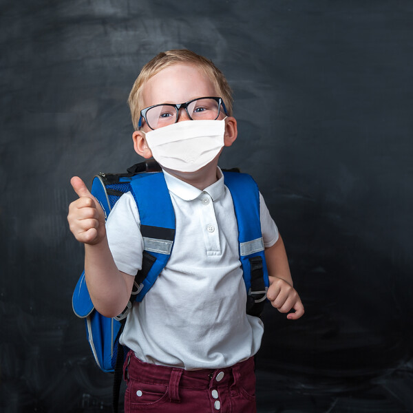 Masketo Mascarilla para boca y nariz de poliéster en blanco para niños, 5 unidades