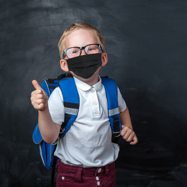 Masketo Mascarilla para boca y nariz de poliéster en negro para niños