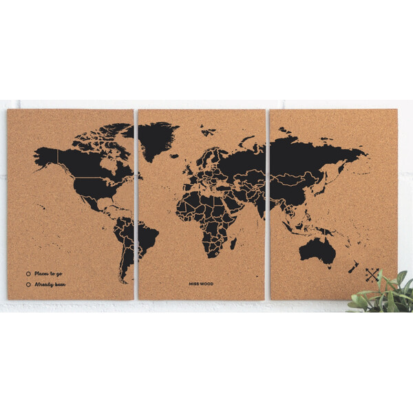 Miss Wood Mapamundi Puzzle Map M - Black