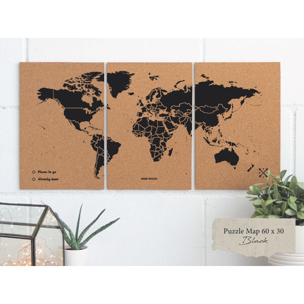 Miss Wood Mapamundi Puzzle Map M - Black