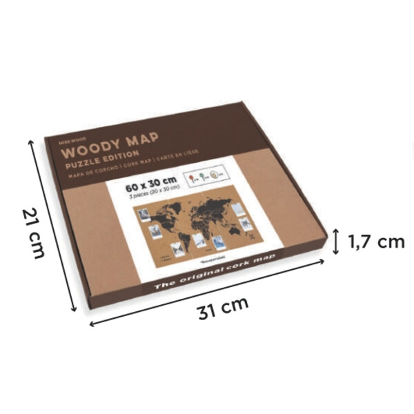 Miss Wood Mapamundi Mapa rompecabezas M - Negro
