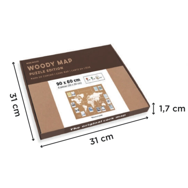 Miss Wood Mapamundi Puzzle Map XL - White