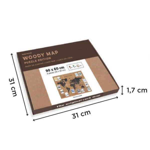 Miss Wood Mapamundi Mapa rompecabezas XL - Negro