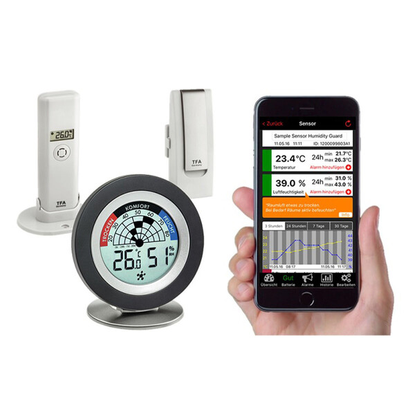 TFA Estación meteorológica Set zur Raumklimaüberwachung mit Lüftungsempfehlung WEATHERHUB COSY RADAR