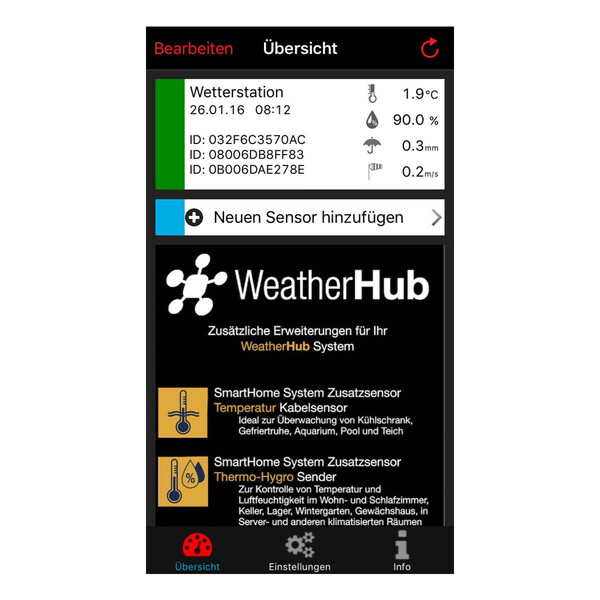 TFA Set de estación meteorológica con transmisor de clima, lluvia y viento WEATHERHUB