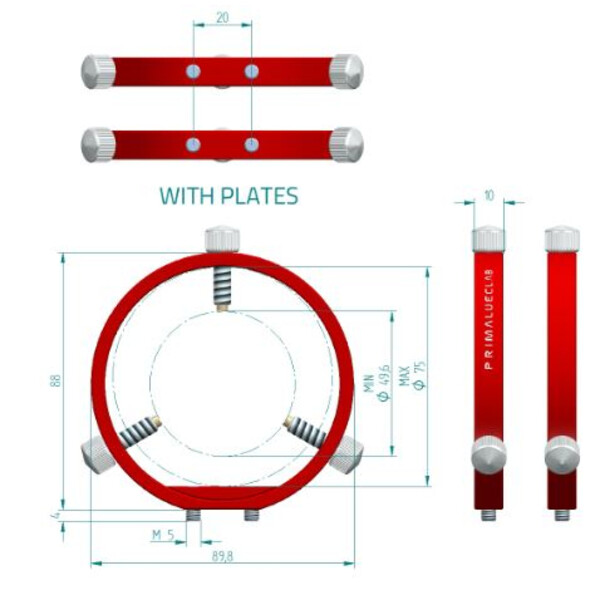 PrimaLuceLab Abrazaderas para telescopios guía PLUS 80mm