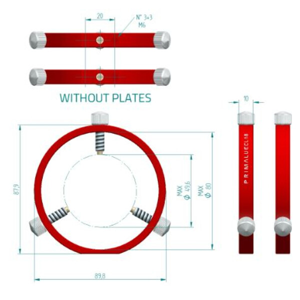 PrimaLuceLab Abrazaderas para telescopios guía PLUS 80mm