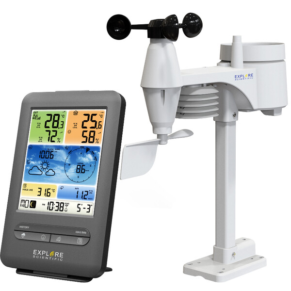 Explore Scientific Estación meteorológica Centro meteorológico WLAN con sensor profesional 5 en 1 V