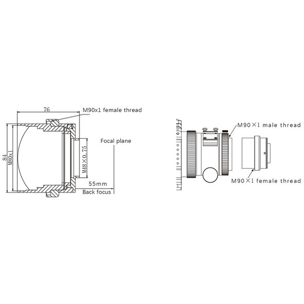 Omegon Reducer 0,7x para 108/600 Quintupleto APO