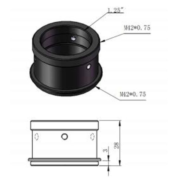 ZWO Adaptadores Adaptador de T2 a 1,25"