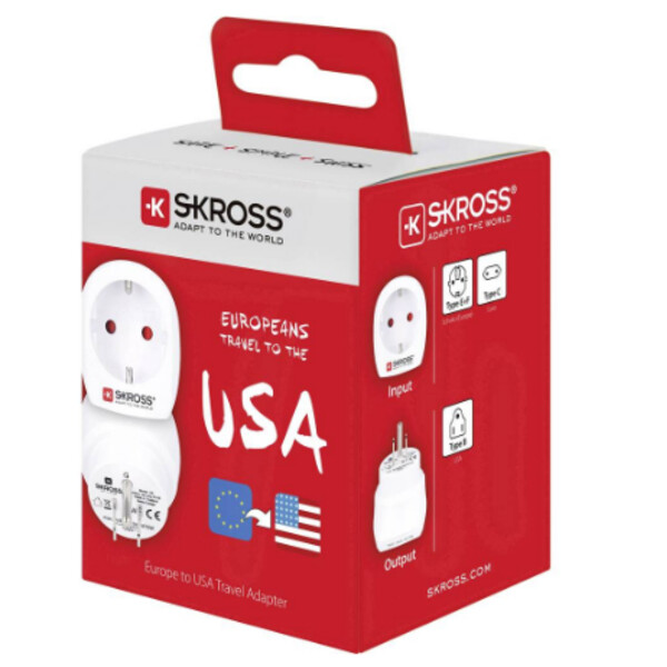 Skross Fuente energética Adaptador de viaje Europe to USA